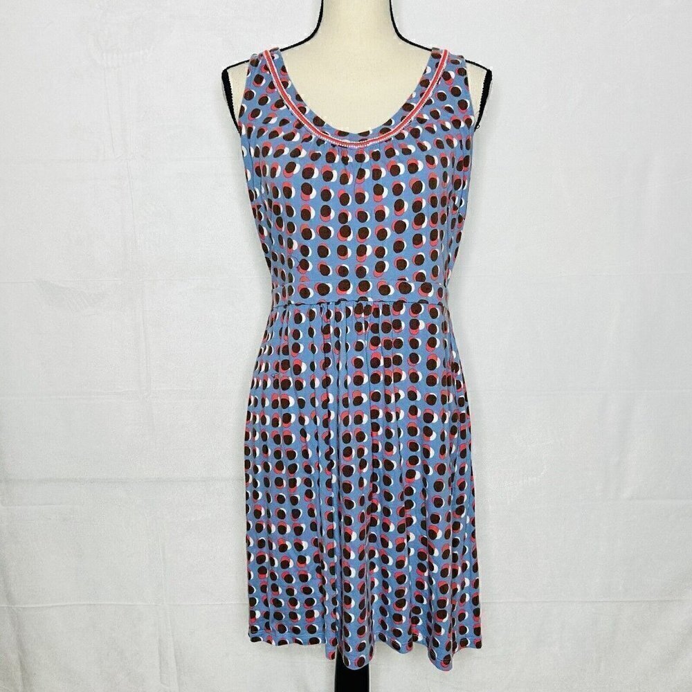 Boden Sleeveless Knit Shift Dress Sz 8P Petite Multicolor Dotted Print